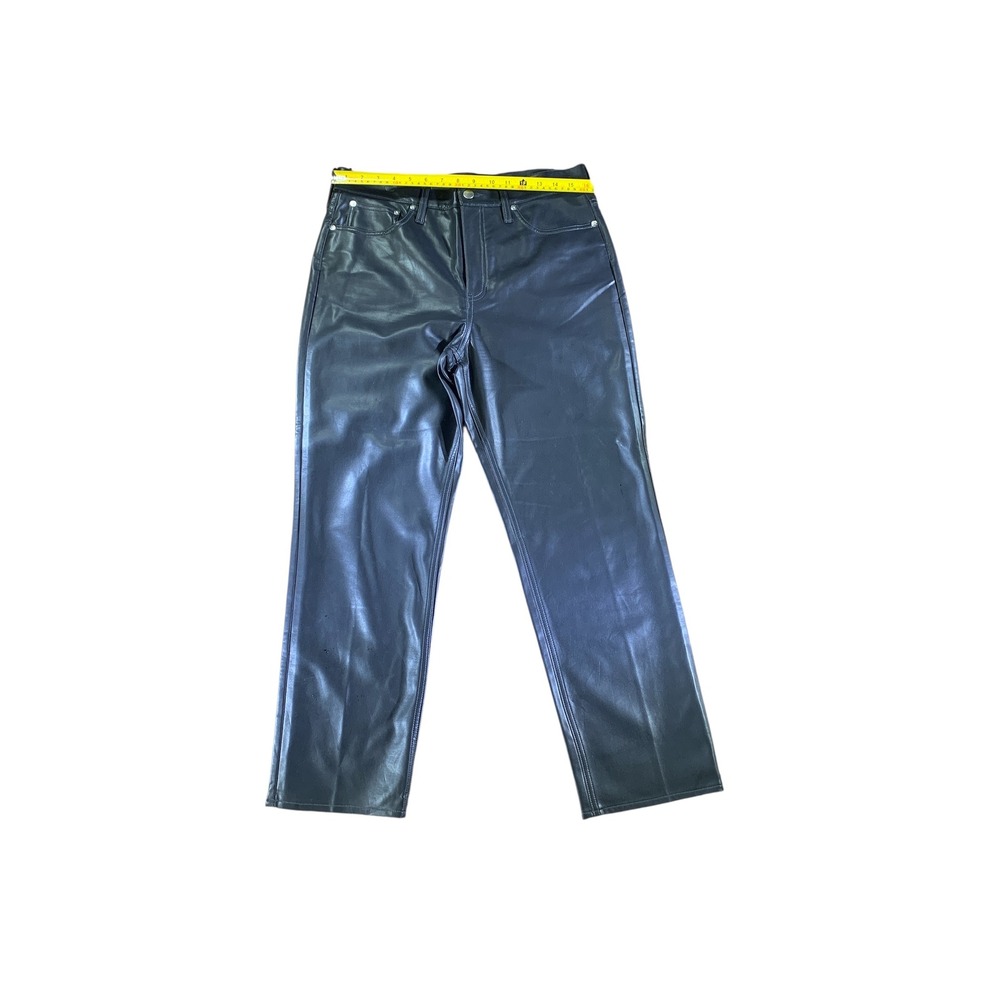 J.Crew Classic Straight Leg Black Faux‎ Leather Pants Women's Size 30 NWOT - Picture 4 of 6